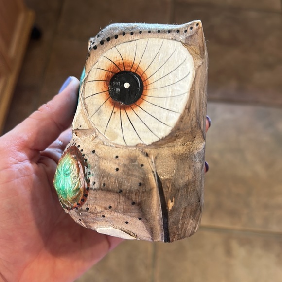 Handmade handcrafted  wood owl - Picture 4 of 4